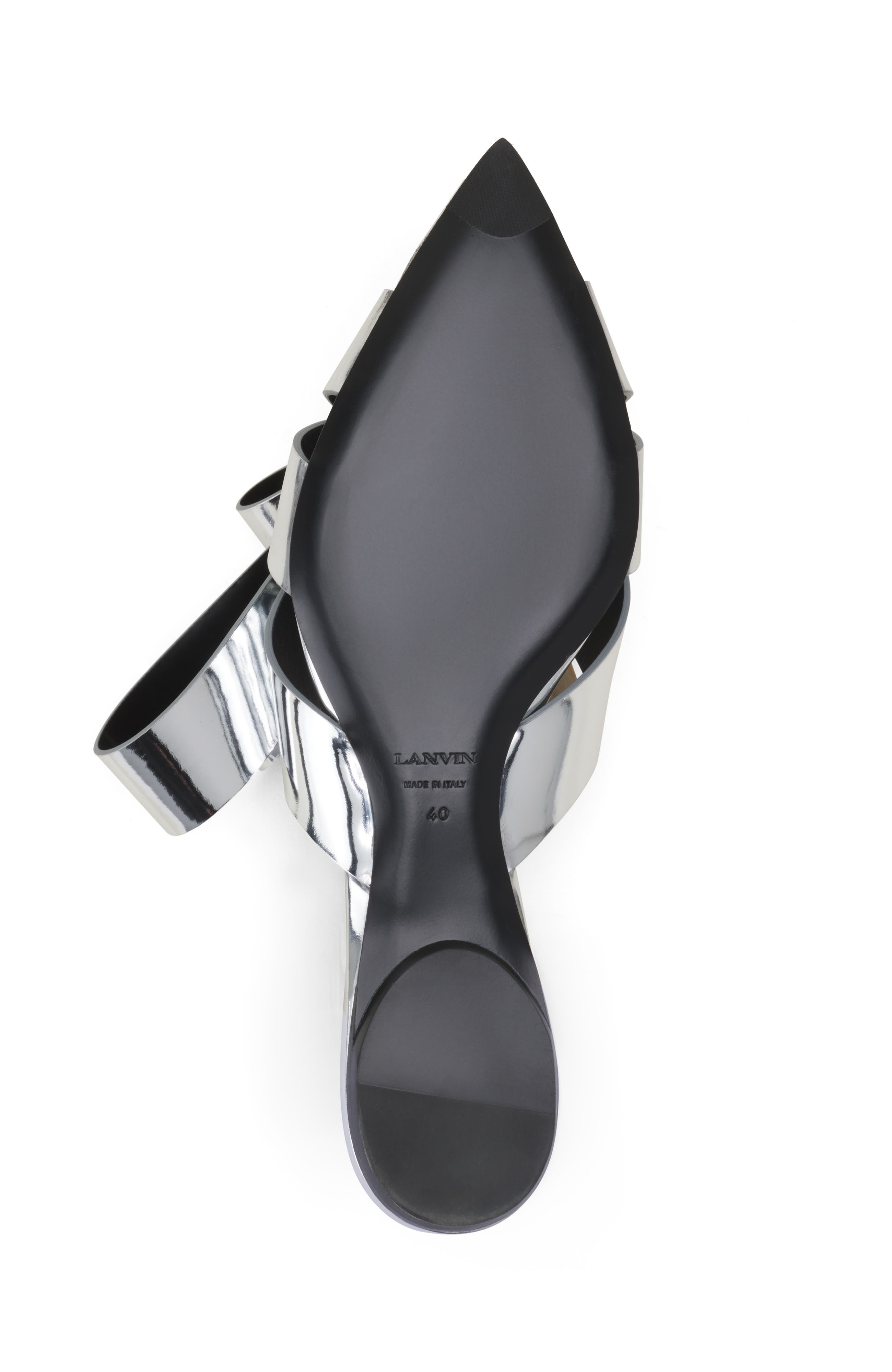 Lanvin Cadeau Mule Flats In Metallic Leather, Alternate, color, Silver