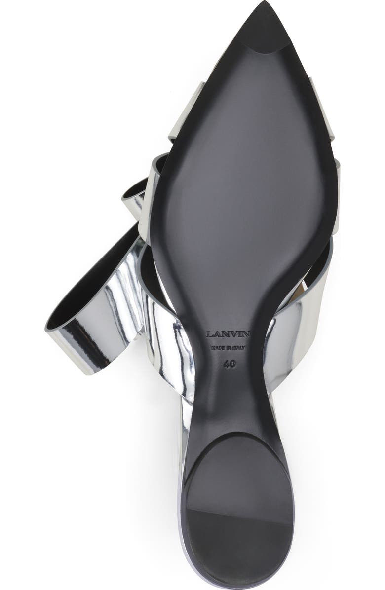Lanvin Cadeau Mule Flats In Metallic Leather, Alternate, color, Silver