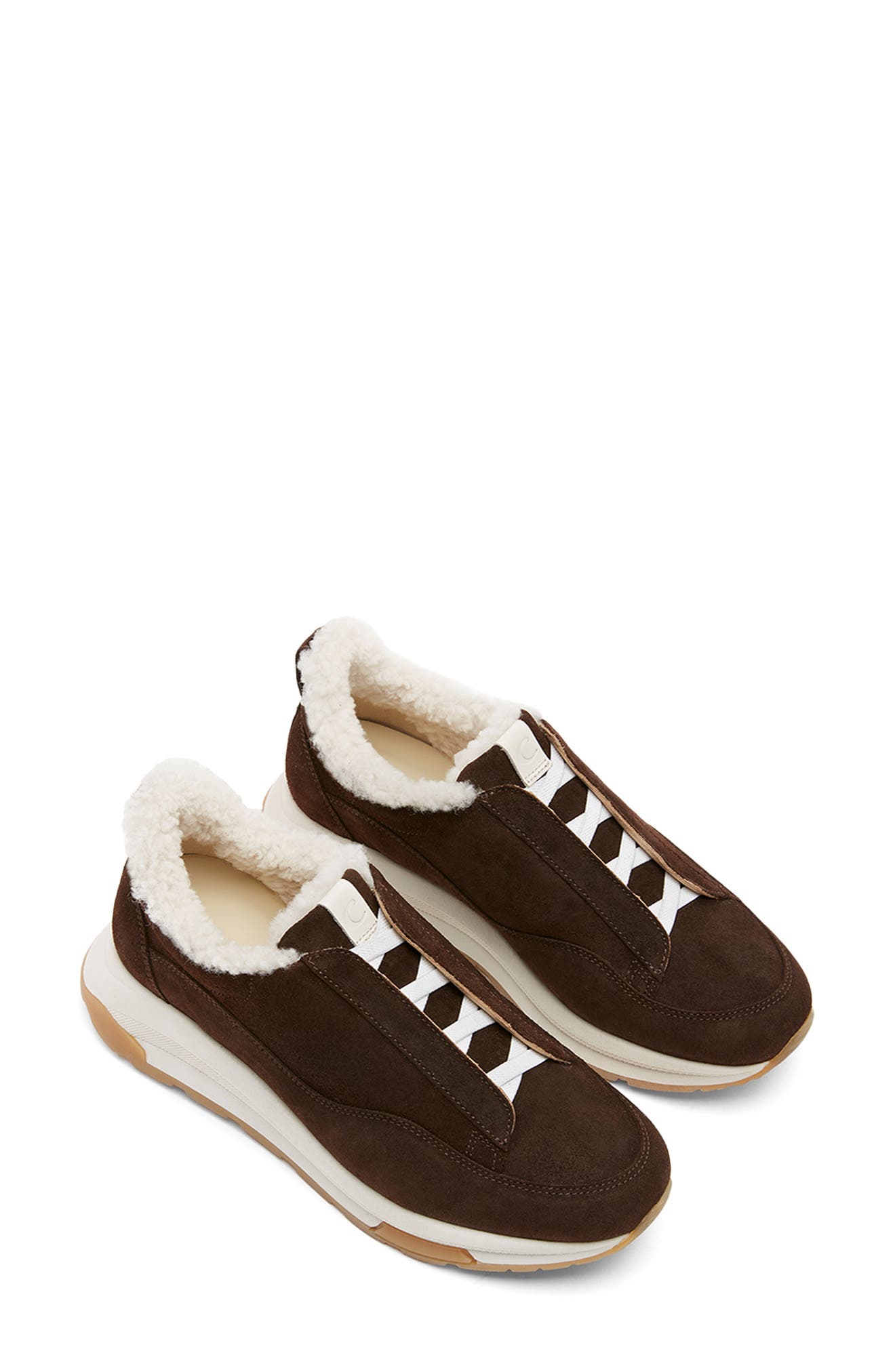 Vada City Dry™ Genuine Shearling Lining Waterproof Slip-On Sneaker, Alternate, color, BRUNETTE SUEDE