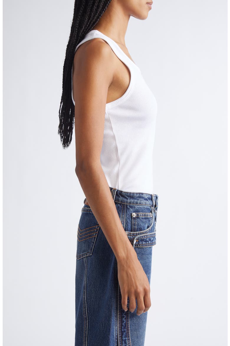 Ring Detail Cotton Rib Tank, Alternate, color, WHITE