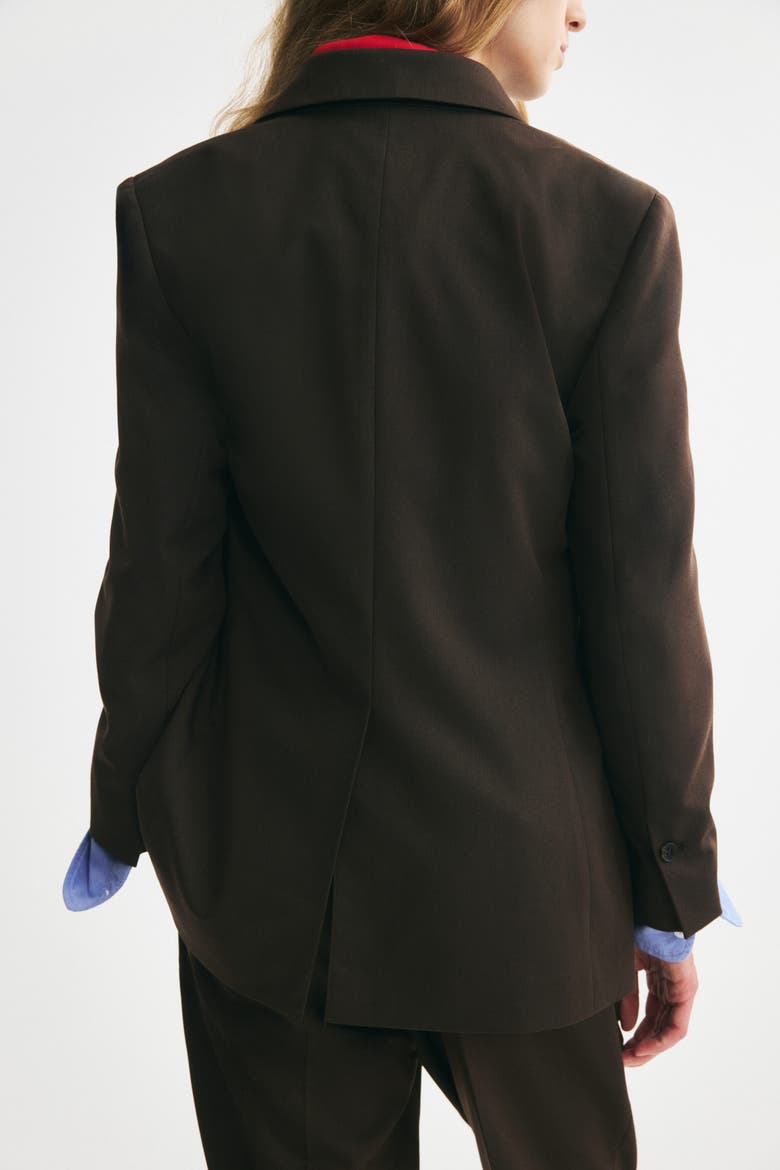 Single-breasted Twill Blazer, Alternate, color, Dark brown