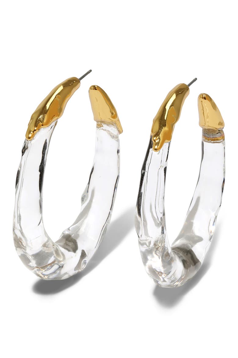 Lucite® Molten Hoop Earrings, Main, color, NO COLOR