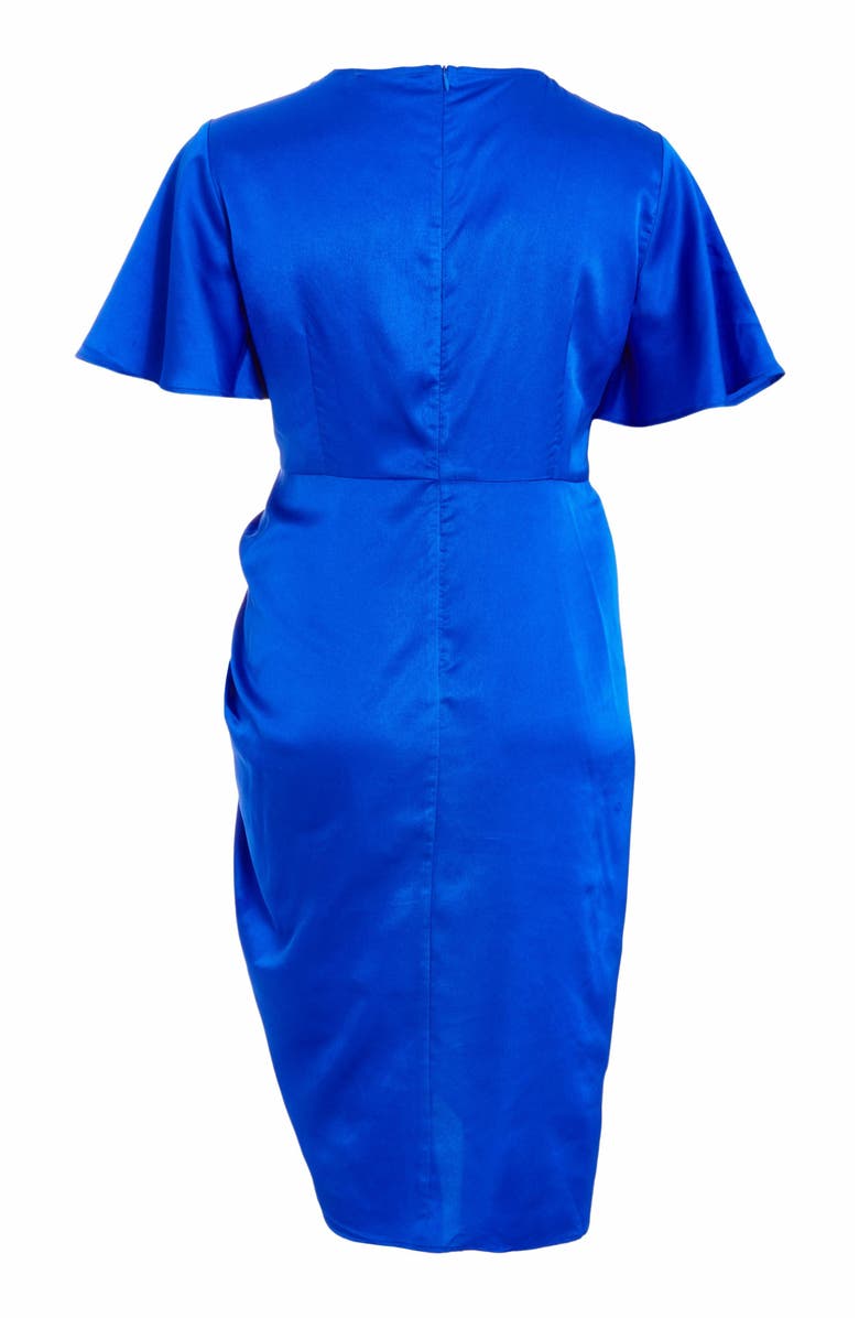 QUIZ Plus Size Satin Angel Sleeve Midi Dress, Alternate, color, Blue