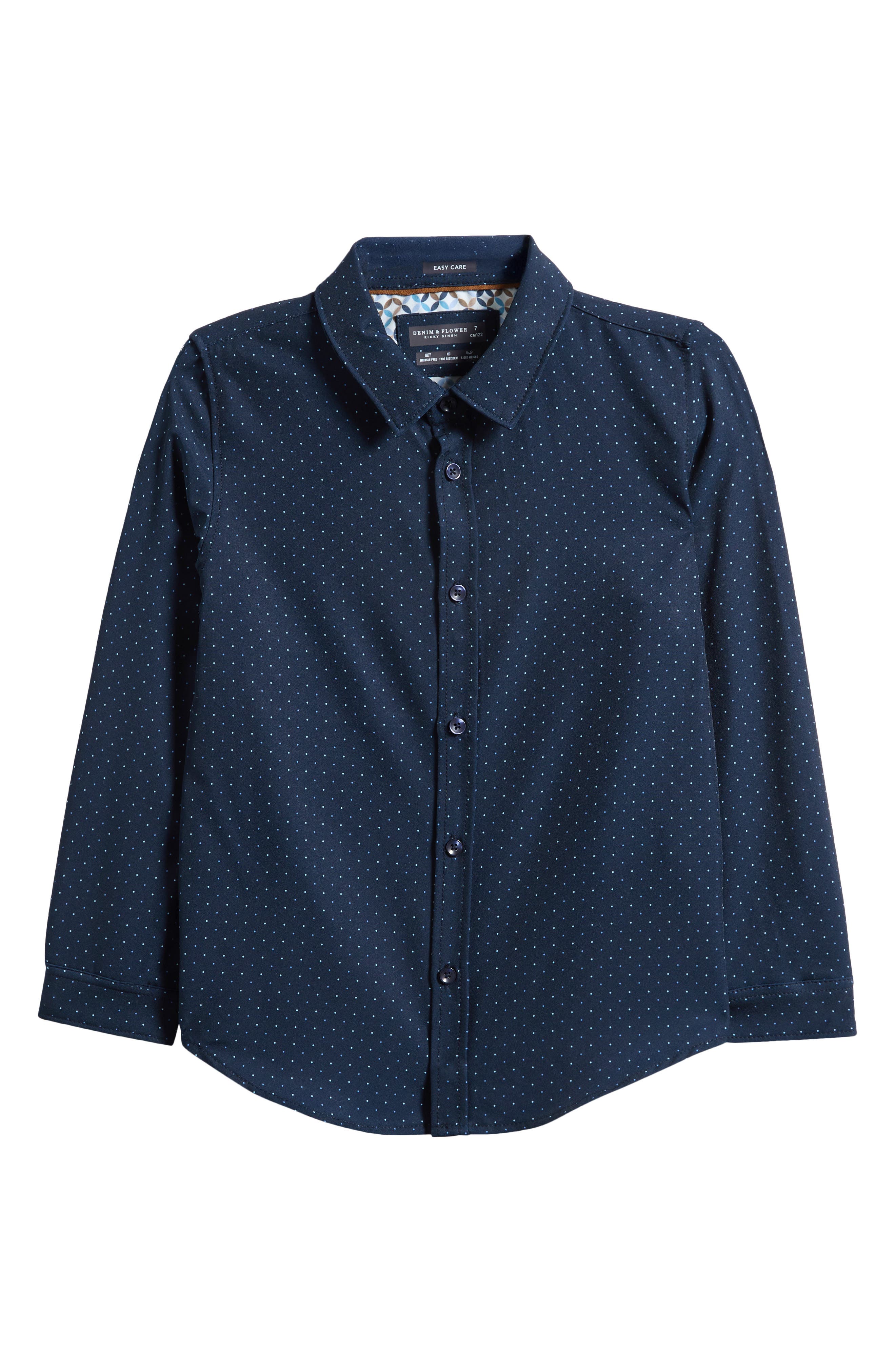 DENIM AND FLOWER Kids' Polka Dot Button-Up Shirt