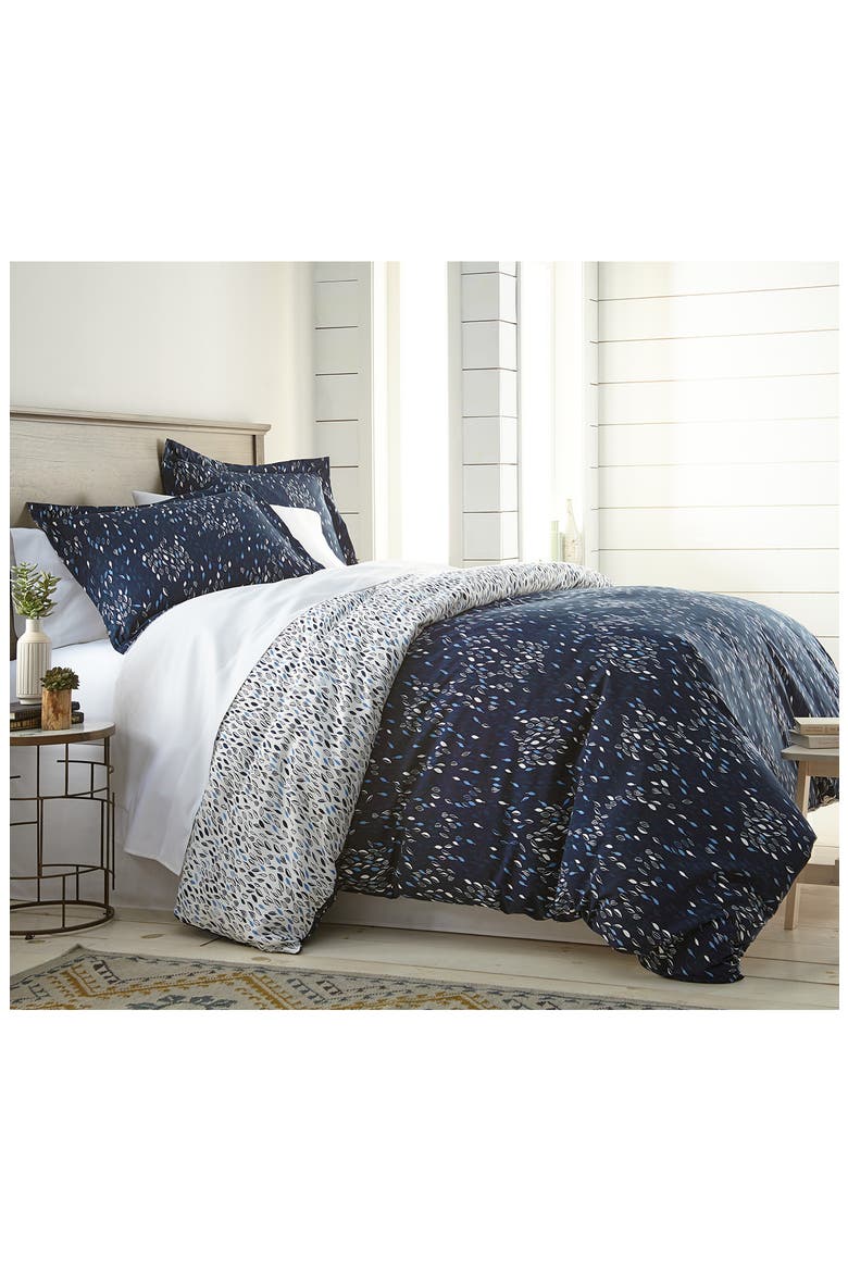 Botanical Leaves - Luxury Premium Oversized Reversible Duvet Cover, Main, color, BOTANICAL FOREST BLUE