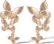 Jessica Simpson Cascading Butterfly Gold-Tone Drop Earrings