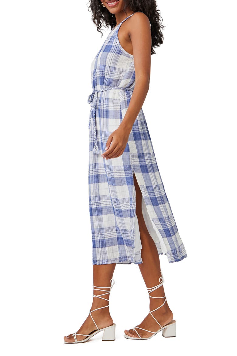 Plaid Midi Dress, Alternate, color, PACIFIC BLUE PLAID
