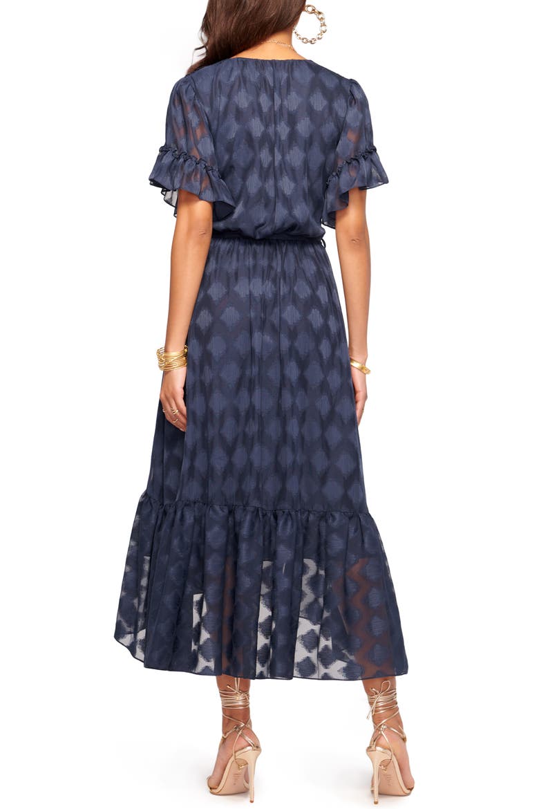 Asya Wrap Front Jacquard Dress, Alternate, color, NAVY MEDALLION