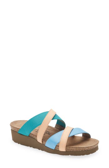 Naot Roxana Strappy Slip-on Sandal In Sky Blue/aqua/peach Stretch