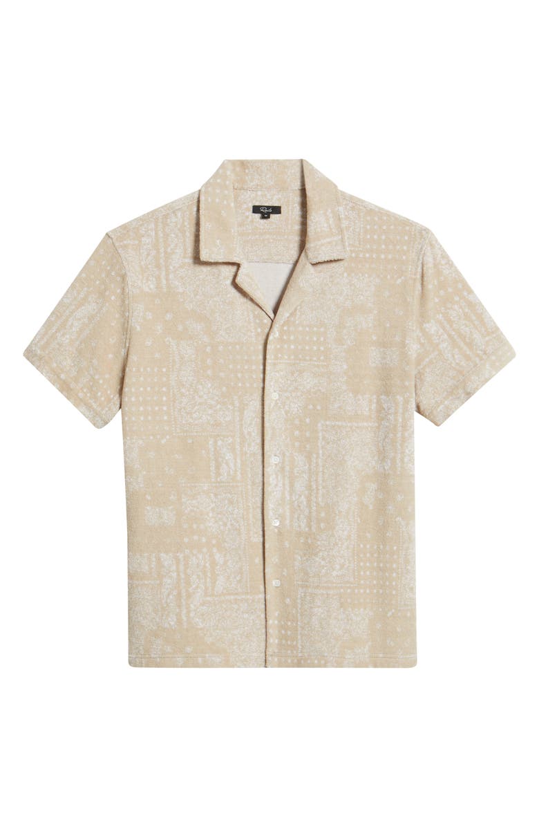 Rails Maverick Bandana Print Textured Knit Camp Shirt, Alternate, color, Bandana Craft Paper