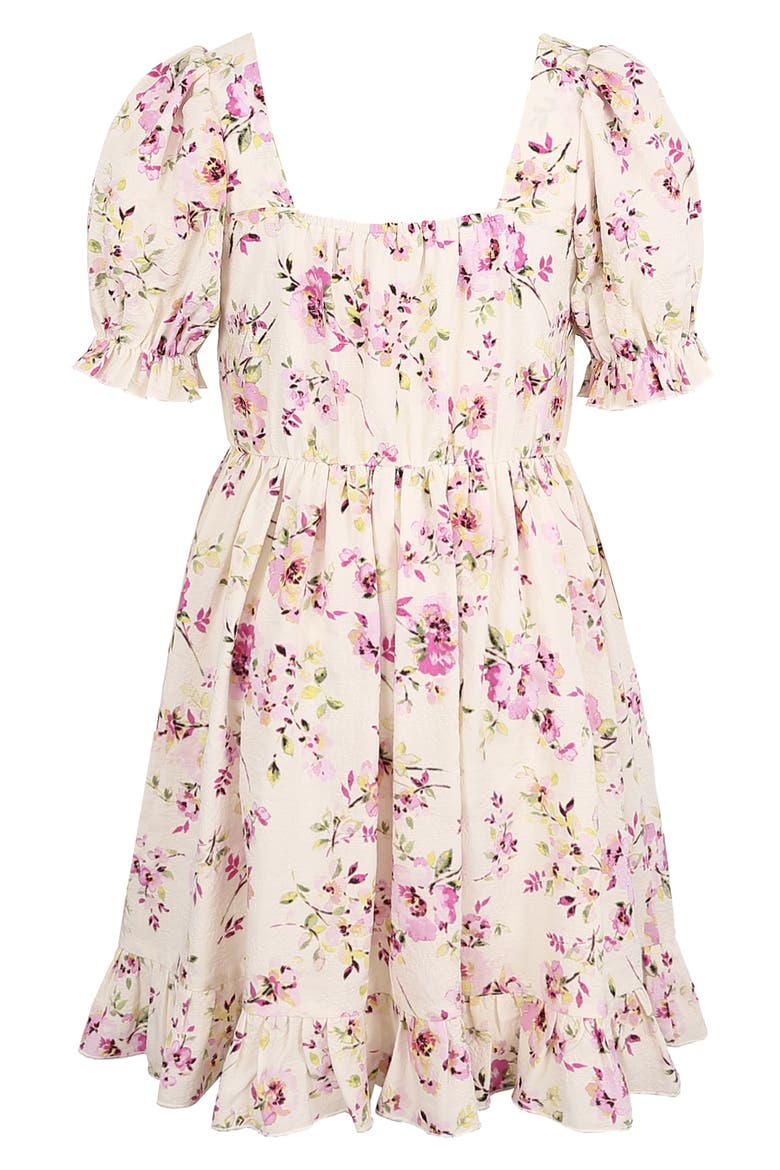 Kids' Floral Pintuck Dress, Alternate, color, IVORY/ ORCH