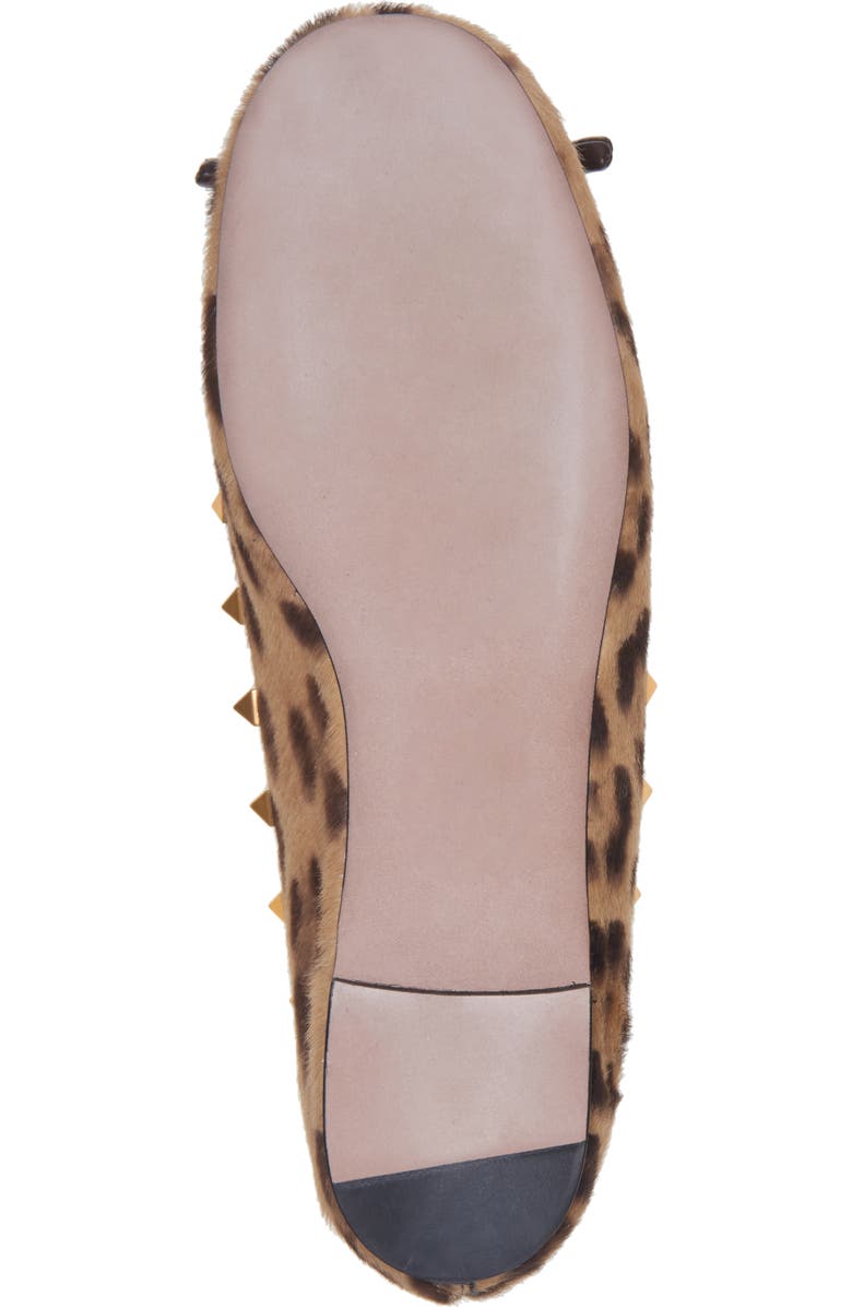 Valentino Garavani Rockstud Genuine Calf Hair Ankle Strap Ballet Flat, Alternate, color,