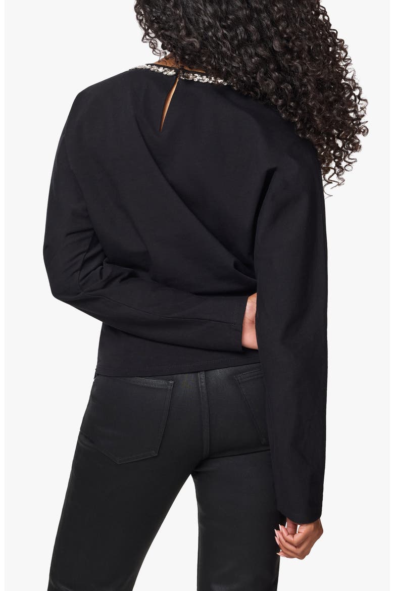 Crystal Neck Dolman Tee, Alternate, color, JET BLACK