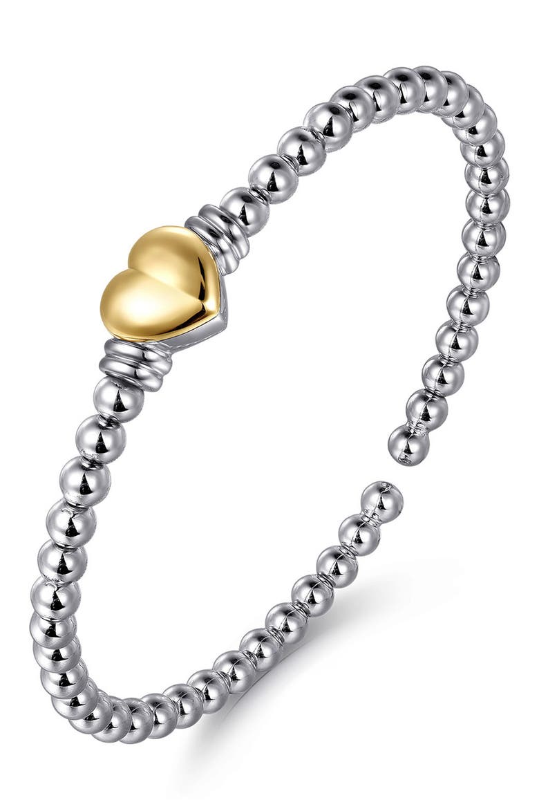 Bujukan 14k Gold and Sterling Silver Heart Bead Bracelet, Alternate, color, STERLING / 14K YELLOW GOLD