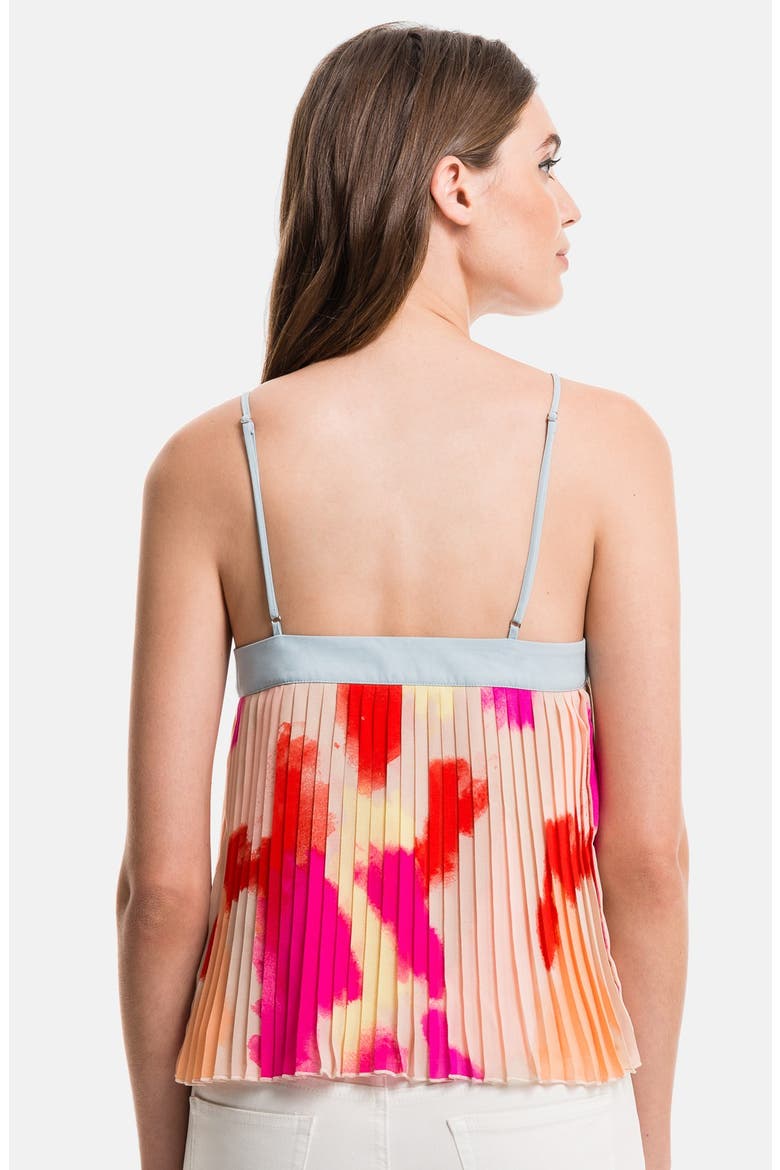 Contrast Trim Pleated Tank, Alternate, color, SAND