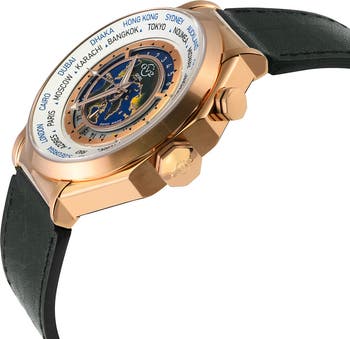 Marchese WorldTimer Leather Strap Watch, 44mm