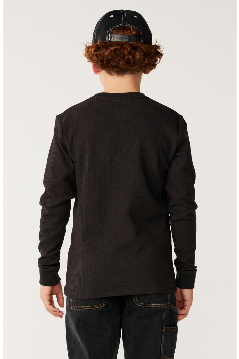 Kids' Premium Surf Waffle Knit Long Sleeve Top, Alternate, color, WASHED BLACK