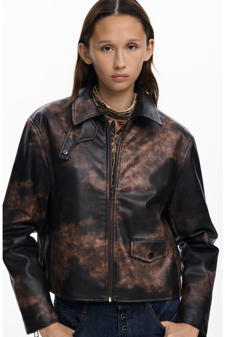 Faux Leather Jacket, Alternate, color, KHAKI