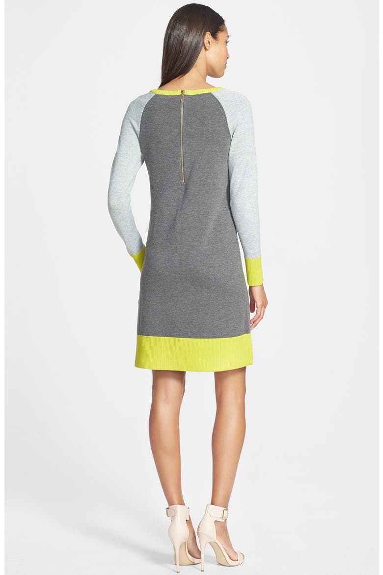 Colorblock Shift Sweater Dress, Alternate, color, GREY/ YELLOW