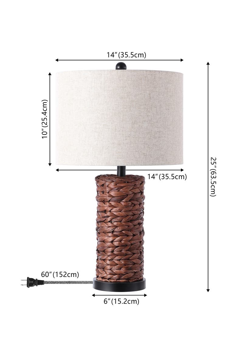Elicia 25" Coastal Water Hyacinth LED Table Lamp, Alternate, color, Dark Brown