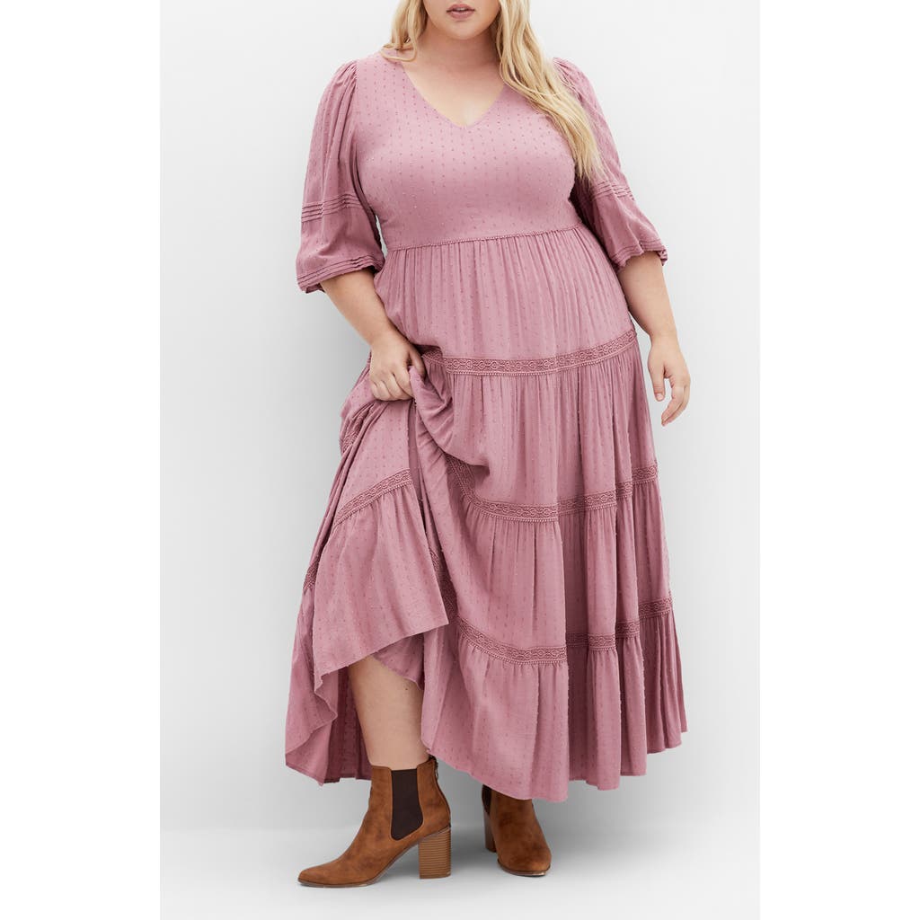 City Chic Brooklynn Tiered Maxi Dress In Pink