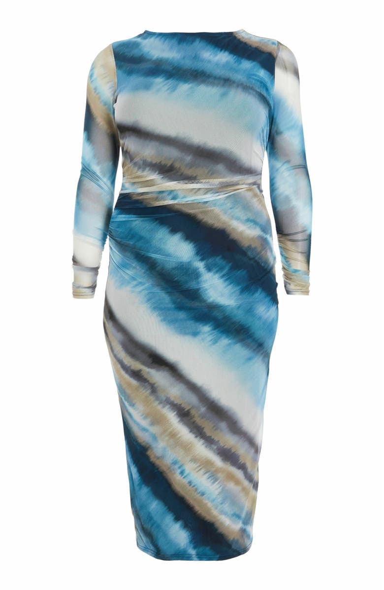 QUIZ Mesh Round Neck Maxi Dress, Alternate, color, Blue