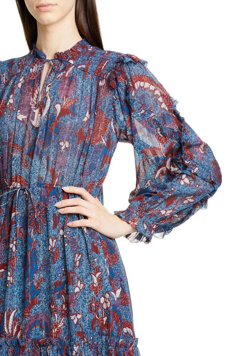 Ulla Johnson Paola Ruffle Long Sleeve Midi Dress, Alternate, color, 