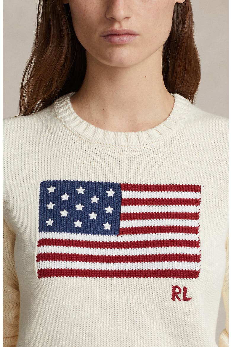 Flag Crewneck Sweater, Alternate, color, CREAM