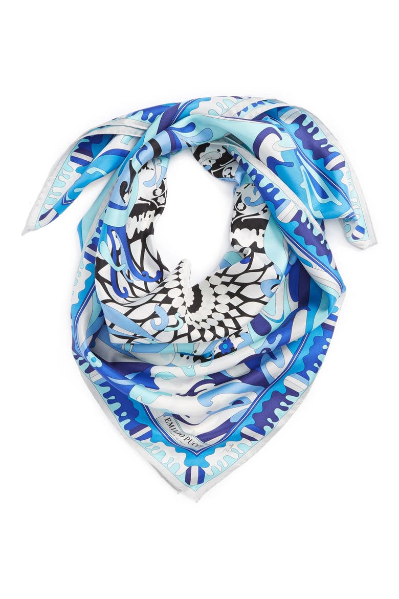 'Cupola New Show' Silk Scarf, Main, color, BLUE