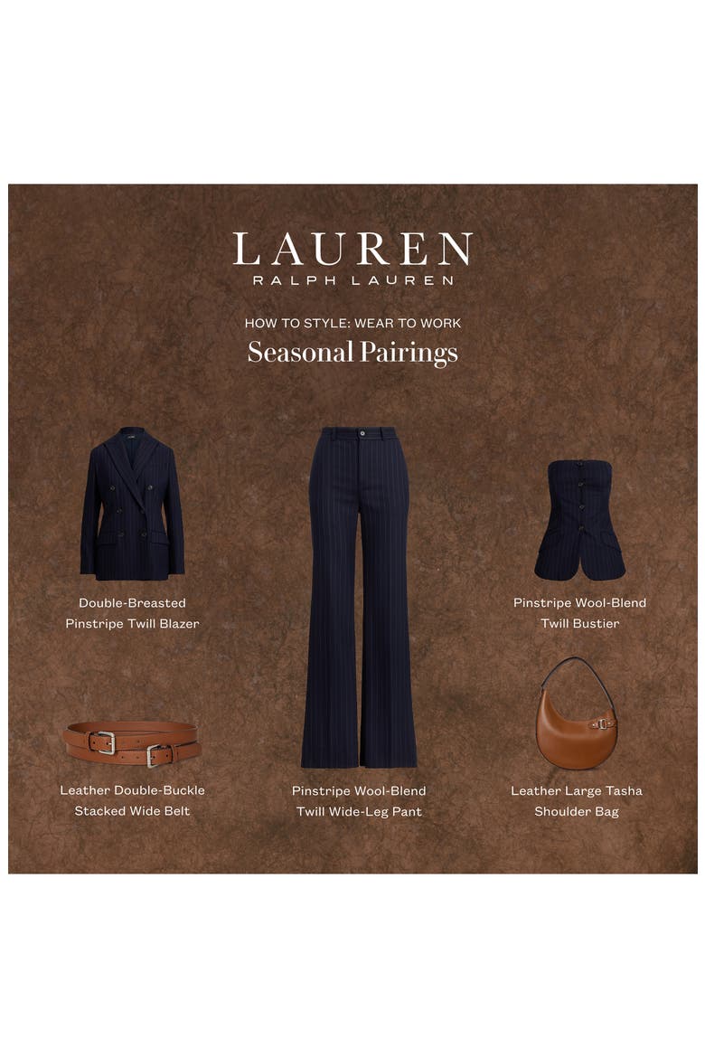 Wool Blend Twill Wide Leg Suit Pants, Alternate, color, NAVY/ CREAM