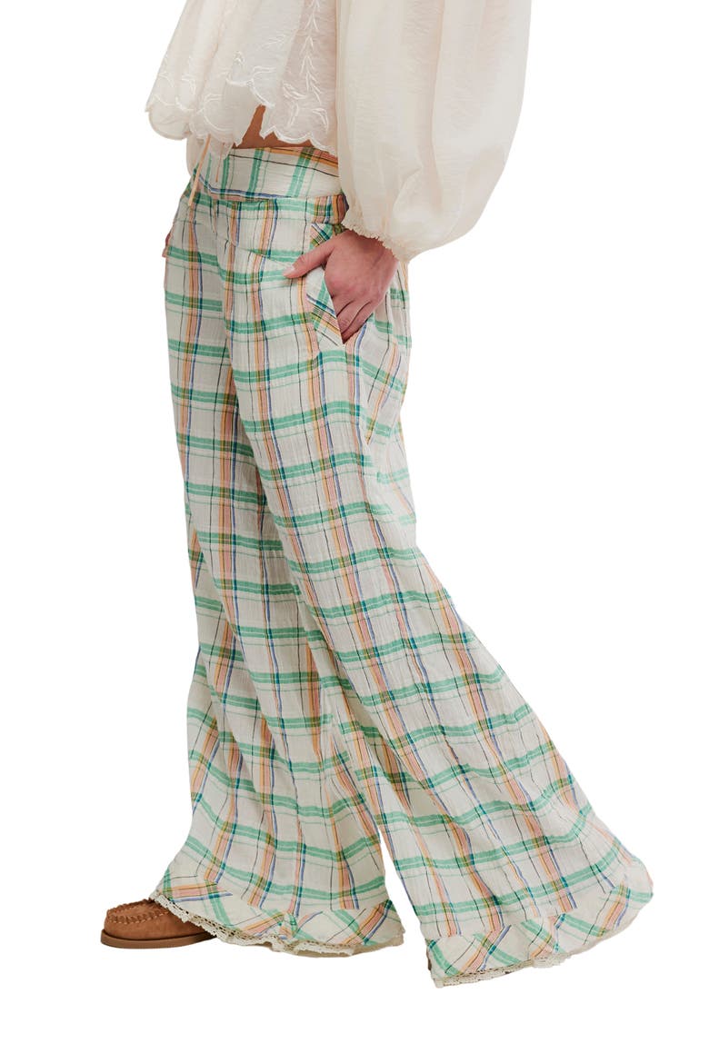Hour Glass Plaid Wide Leg Pants, Alternate, color, IVORY COMBO