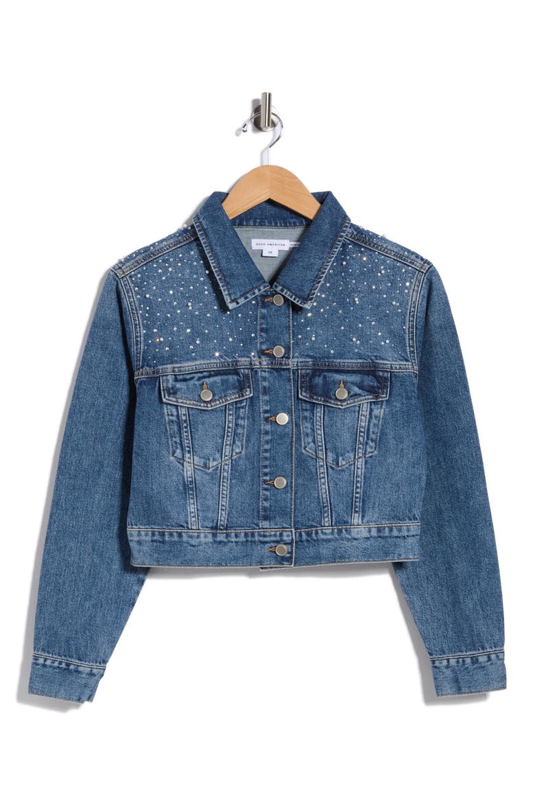 Essential Crop Denim Jacket, Alternate, color, INDIGO1186