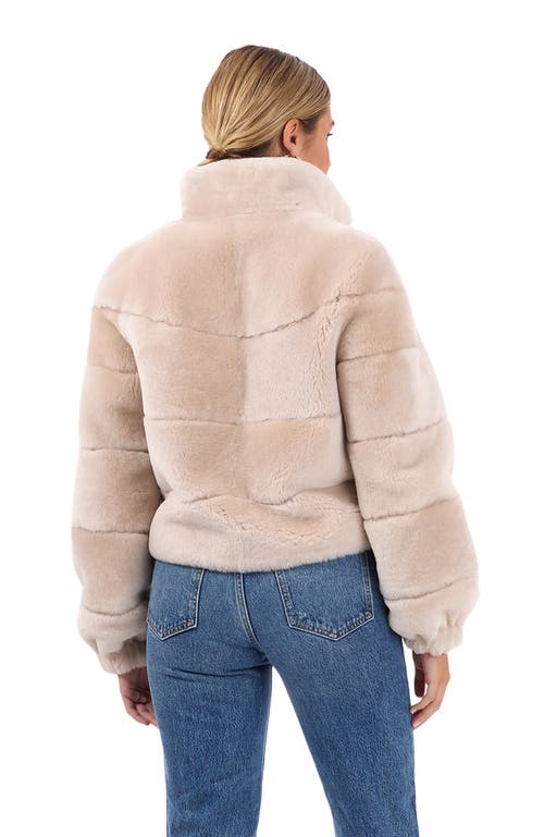 Gorski Shearling Lamb Horizontal Zip Jacket In Neutral