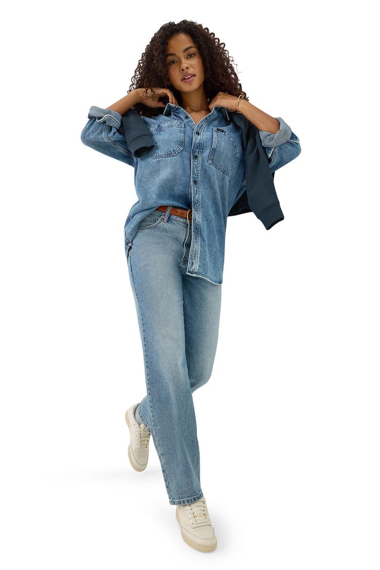 Rider High Waist Straight Leg Jeans, Alternate, color, DAZZLED
