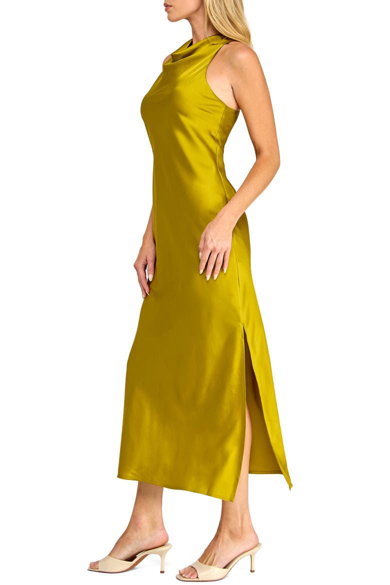 Racerback Satin Dress, Alternate, color, CHARTREUSE