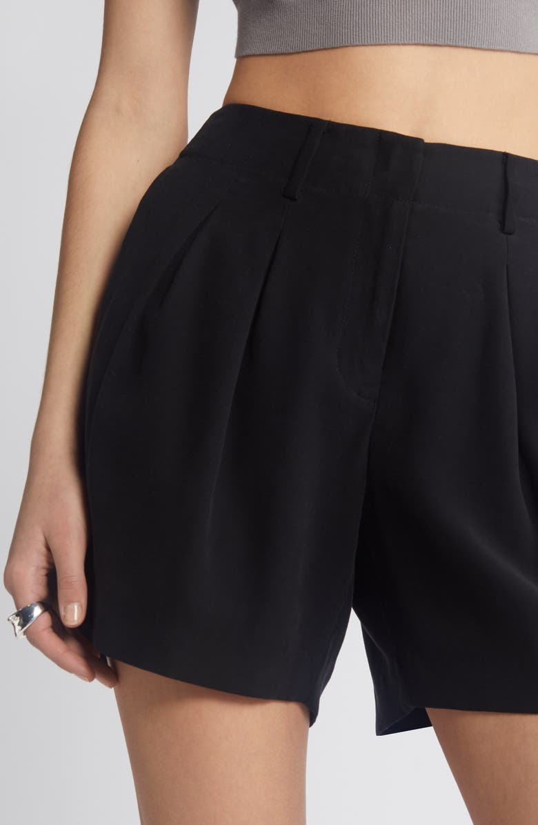 Open Edit Pleated High Waist Trouser Shorts, Alternate, color,