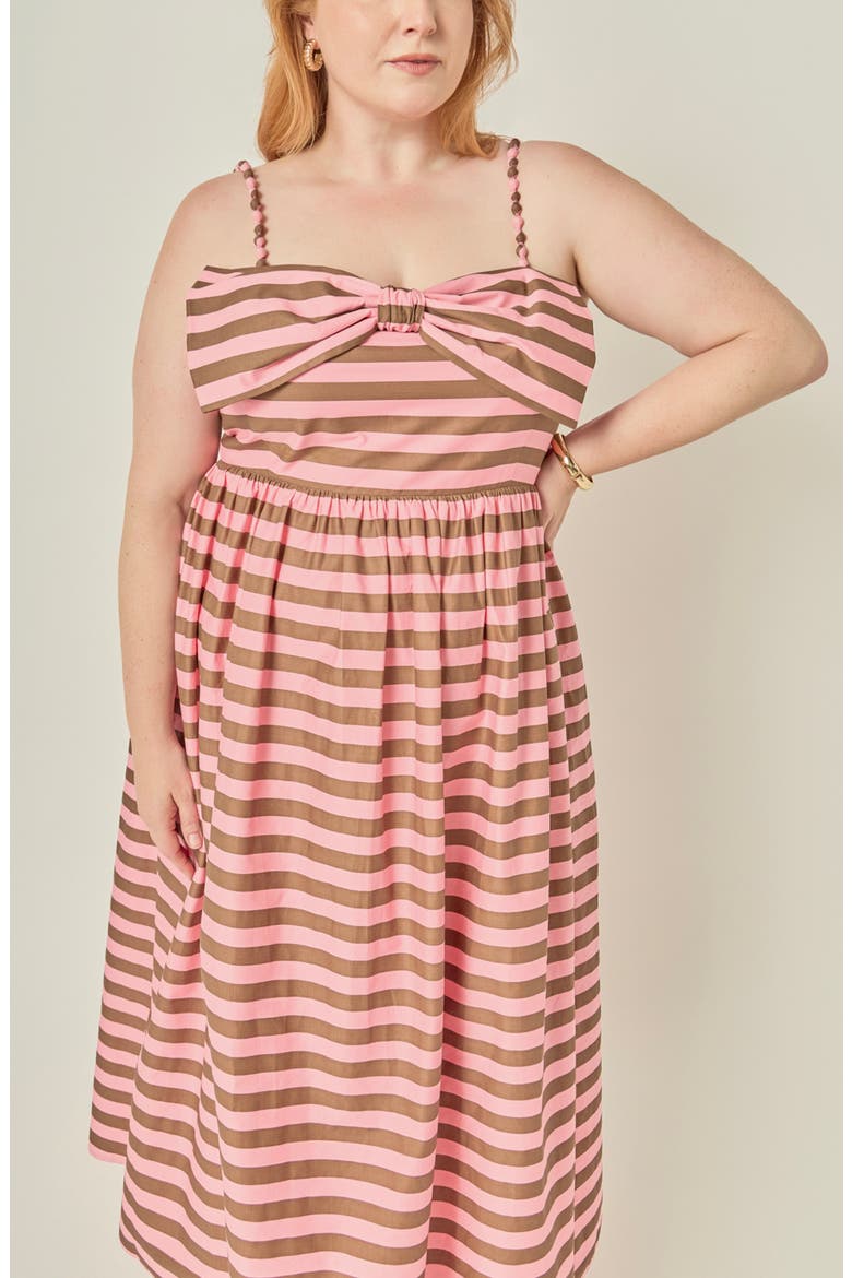 Striped Cotton Midi Dress, Alternate, color, PINK/ BROWN