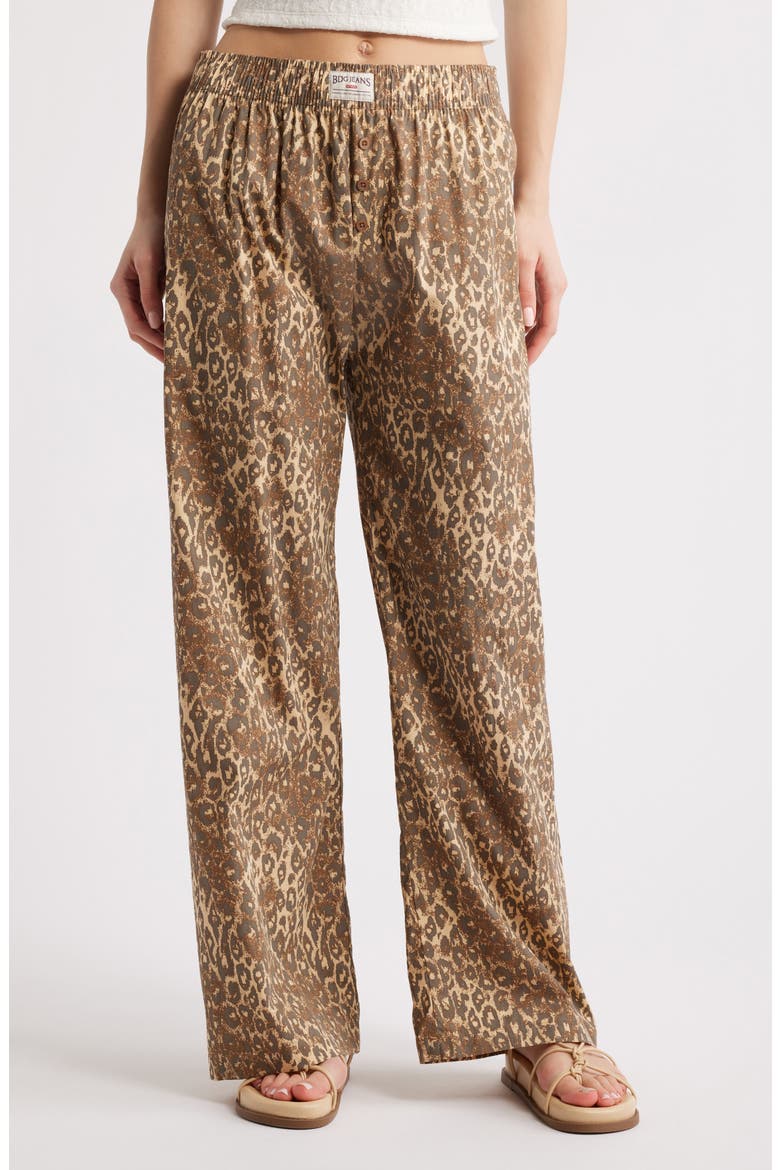 Animal Print Wide Leg Pants, Main, color, LEOPARD