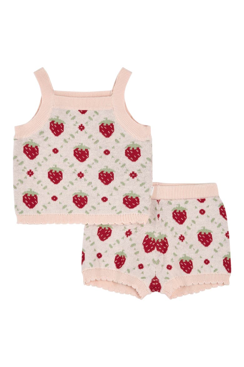 Strawberry Organic Cotton Knit Tank & Shorts Set, Main, color, LIGHT PINK