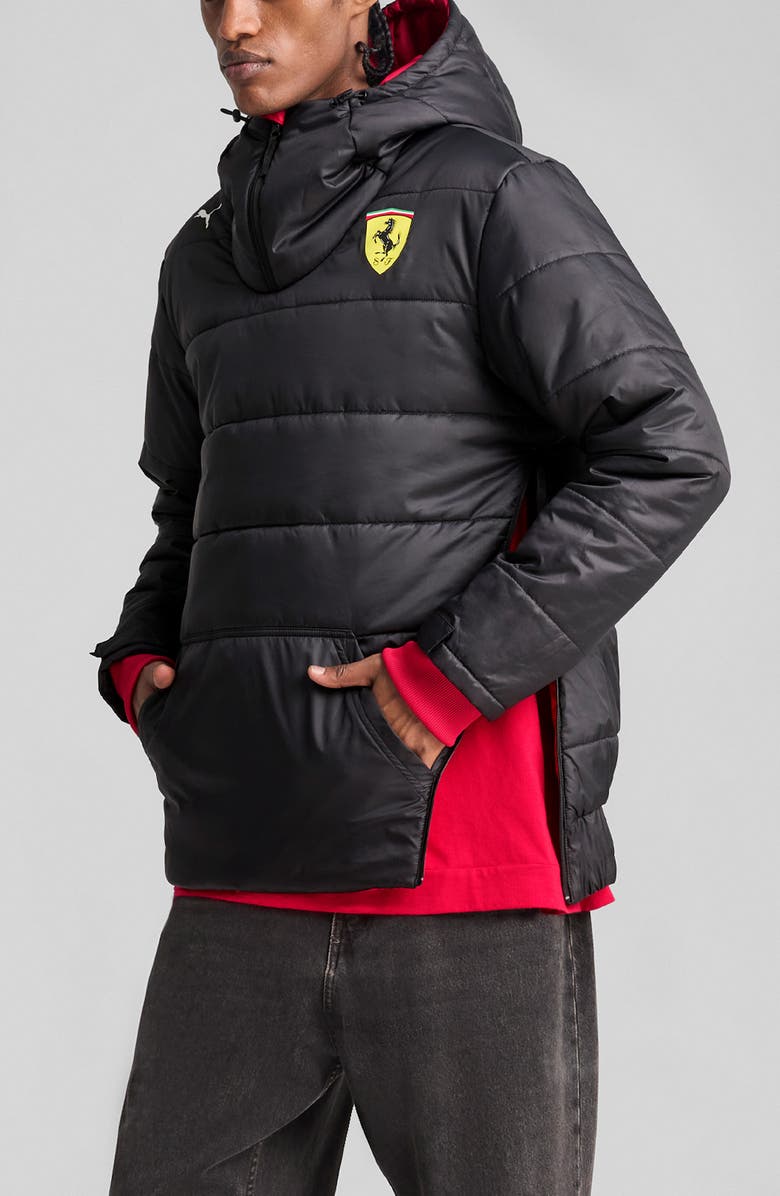 PUMA Scuderia Ferrari Team Motosport Reversible Hooded Popover Jacket, Alternate, color, Dark Cherry