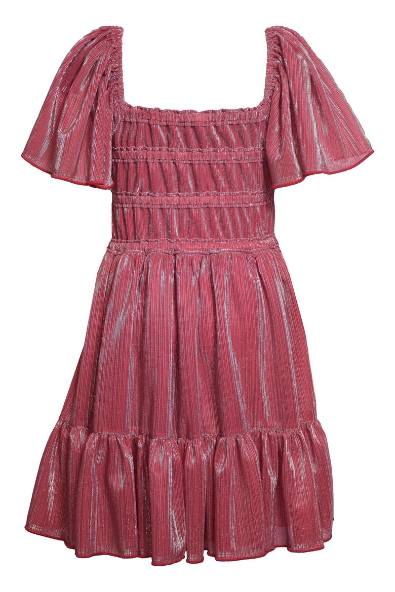 Kids' Flutter Sleeve Glitter Knit Party Dress, Alternate, color, ROSE