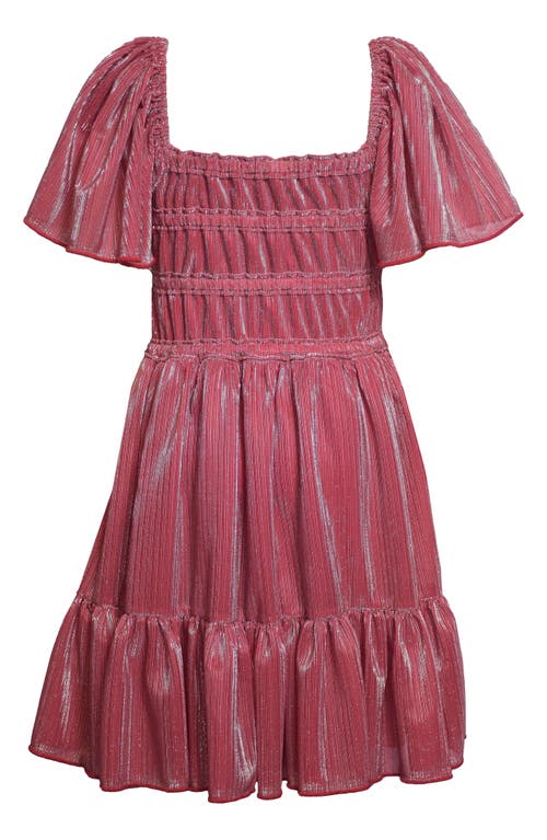 Iris & Ivy Kids' Flutter Sleeve Glitter Knit Party Dress In Brown