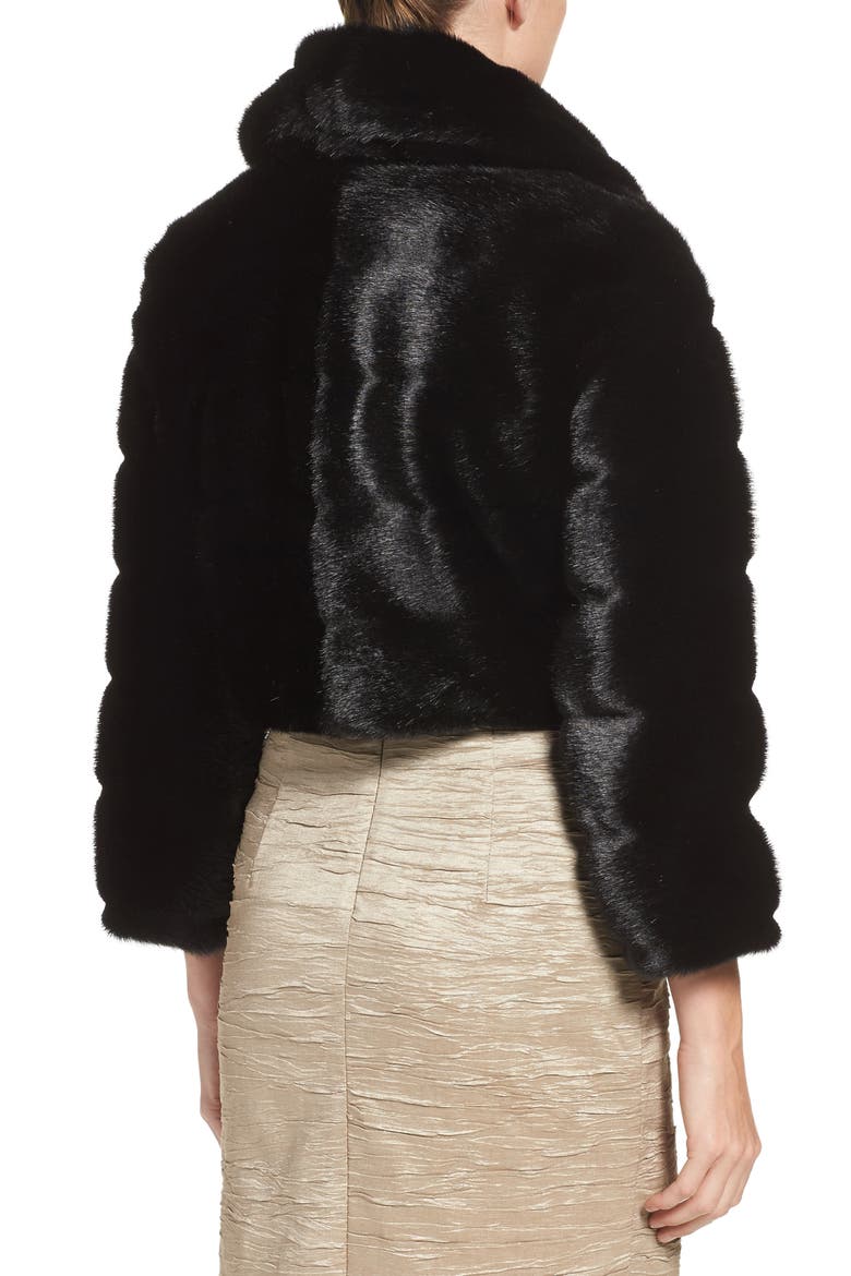 Faux Fur Bolero, Alternate, color, BLACK
