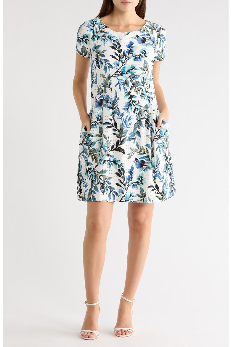 Eyelet Embroidered Dress, Main, color, BLUE