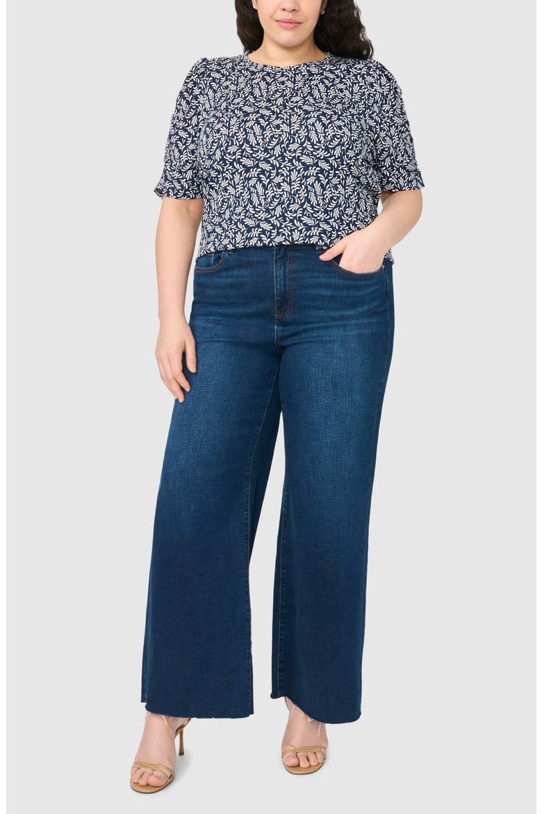 Elastic Gathered Sleeve Top, Alternate, color, CLASSIC NAVY