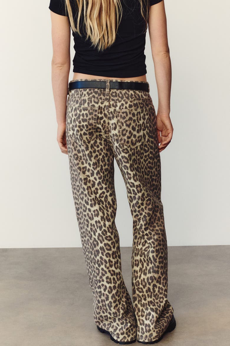 Baggy Cotton Twill Pants, Alternate, color, Light beige/leopard print