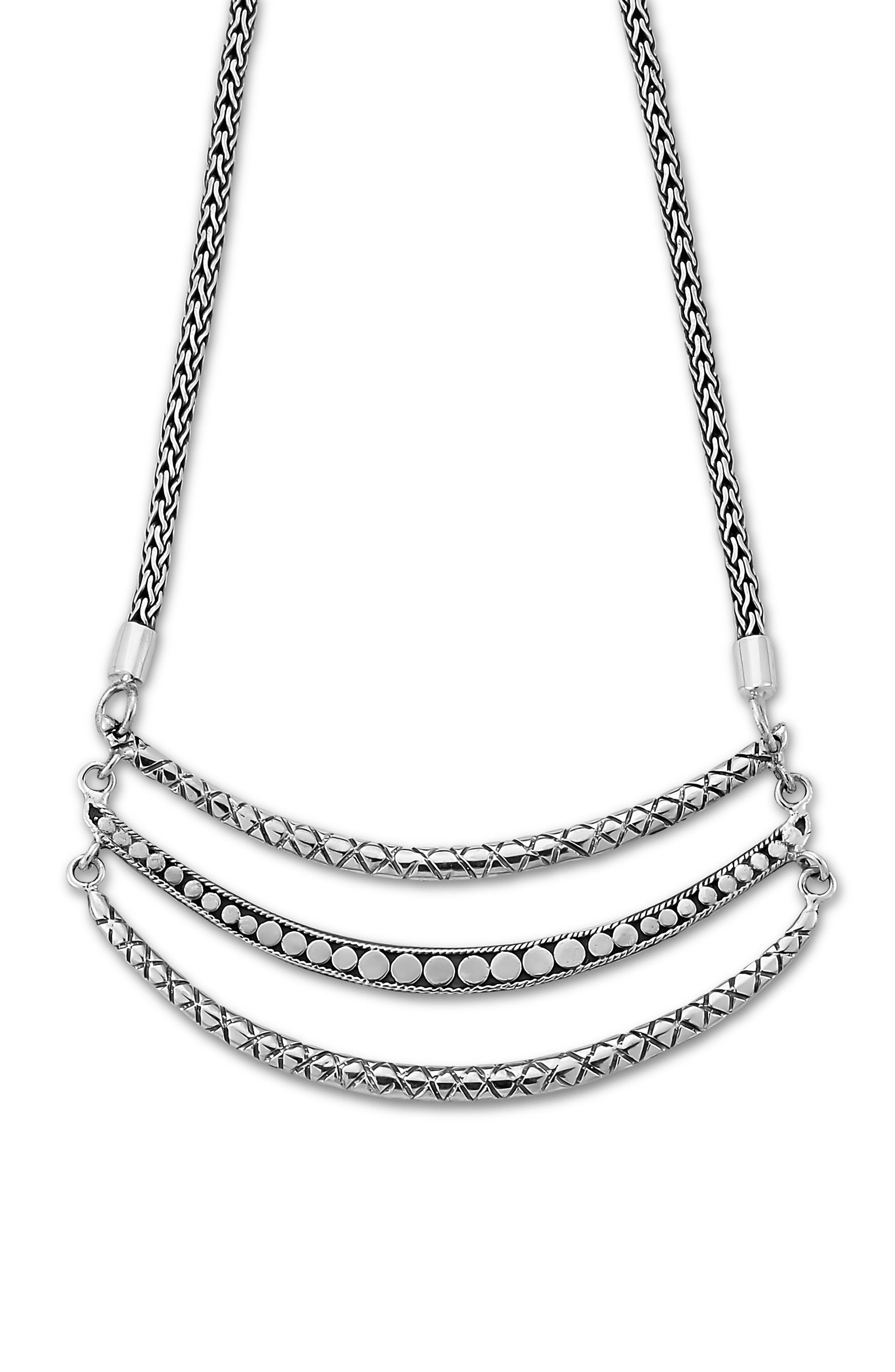 SAMUEL B. Sterling Silver Triple Bar Frontal Necklace