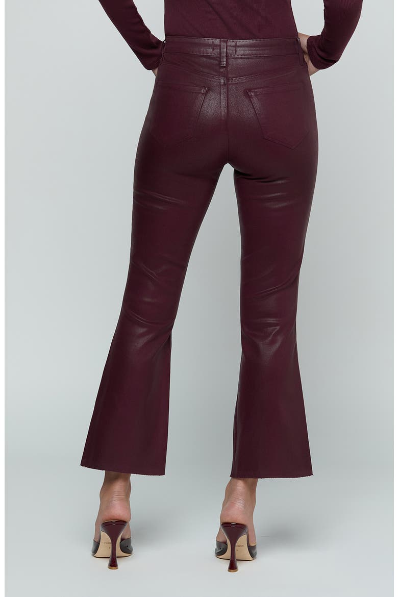 Kendra Coated High Waist Crop Flare Jeans, Alternate, color, DEEP SANGRIA COATED