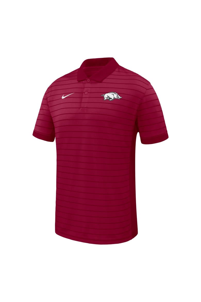 Men's Nike Cardinal Arkansas Razorbacks 2025 Early Season Coaches Sideline Victory Stripe Performance Polo, Alternate, color, Cardinal