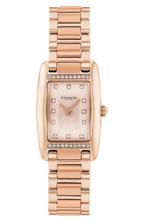 Reese Crystal Rectangular Bracelet Watch, 20mm